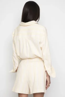Bianca Crepe Shorts Light Yellow Stripe