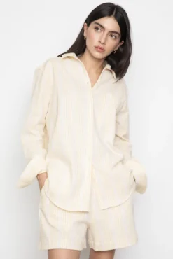 Bibi Crepe Shirt Light Yellow Stripe