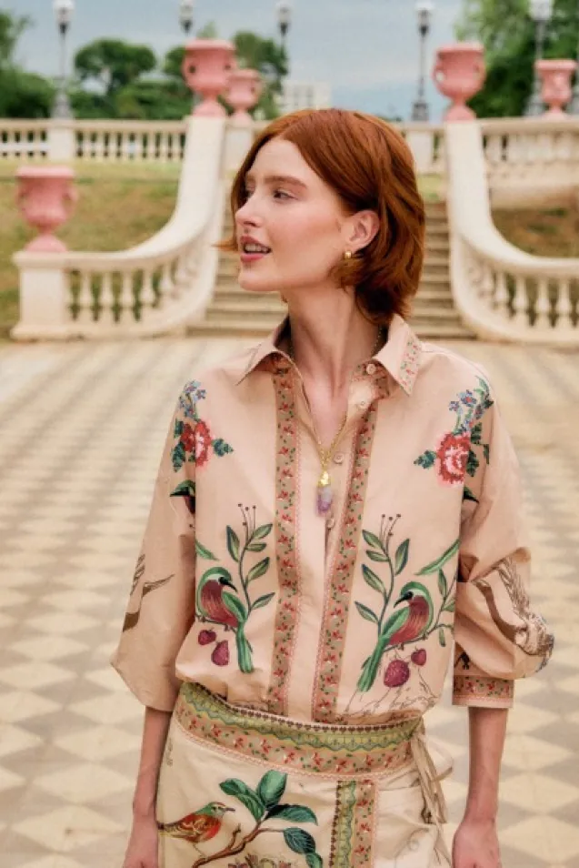 Bird Potery Shirt Soft Pink