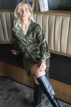 Blair Dress Army Leo Jacquard