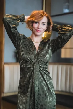 Blair Dress Army Leo Jacquard