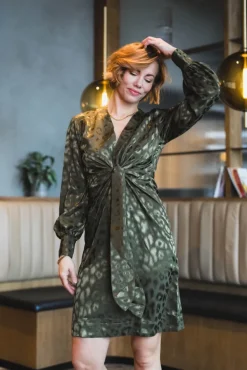 Blair Dress Army Leo Jacquard