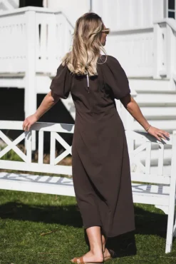 Bomba Structure Solid Dress Dark Brown