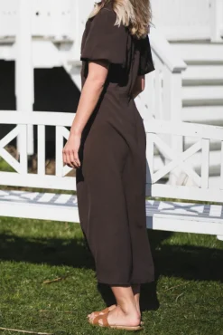 Bomba Structure Solid Dress Dark Brown