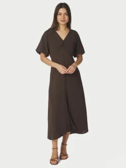 Bomba Structure Solid Dress Dark Brown