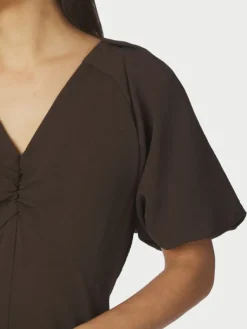 Bomba Structure Solid Dress Dark Brown