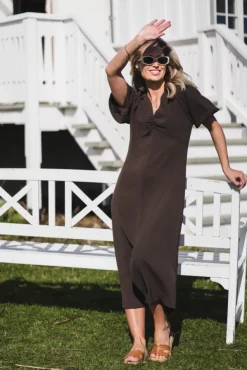 Bomba Structure Solid Dress Dark Brown