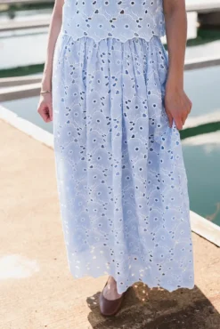Broderie Anglaise Skirt Light Blue