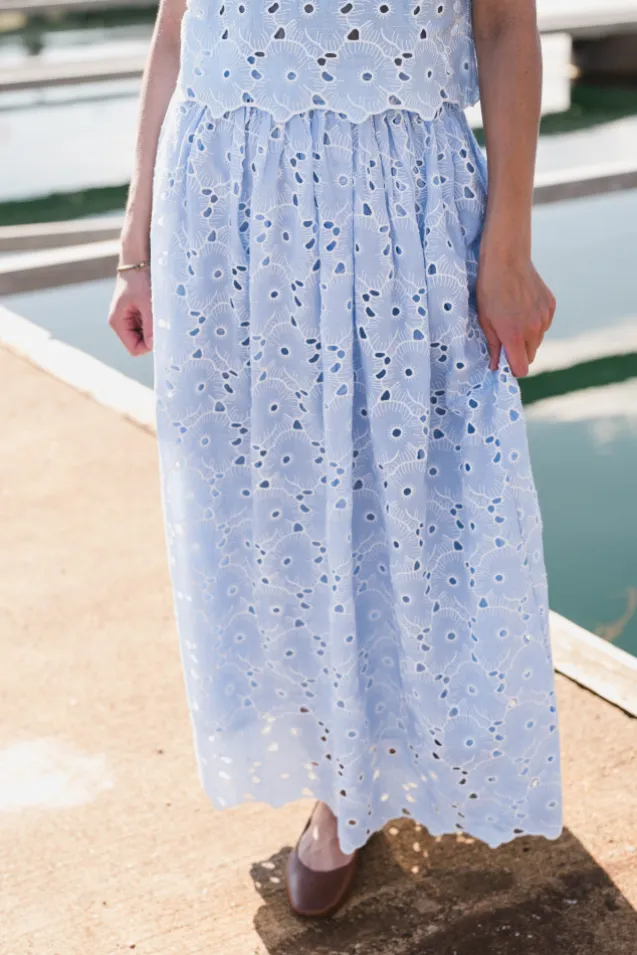 Broderie Anglaise Skirt Light Blue