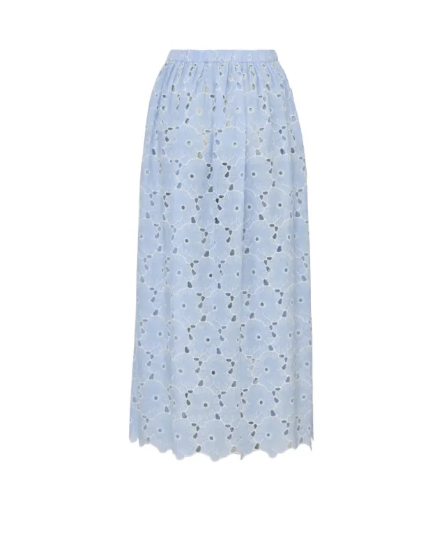 Broderie Anglaise Skirt Light Blue