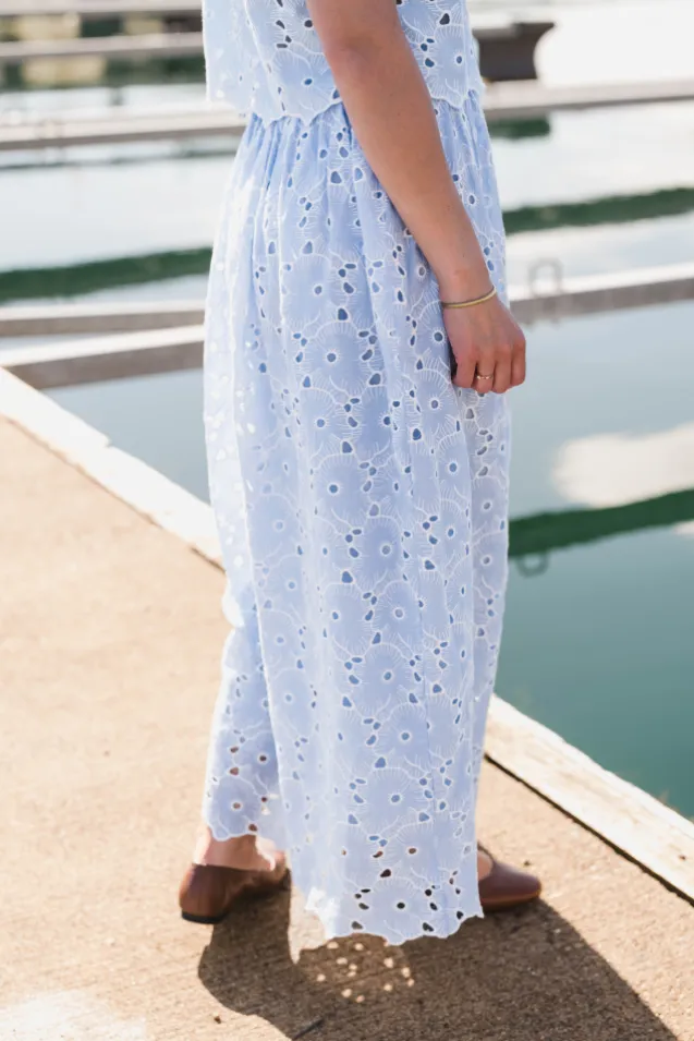 Broderie Anglaise Skirt Light Blue