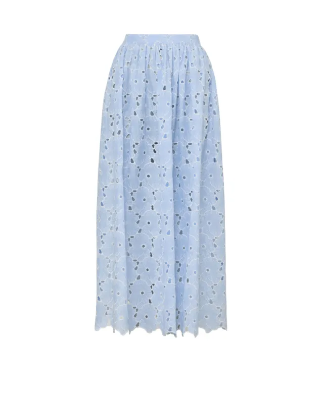 Broderie Anglaise Skirt Light Blue