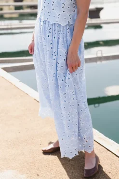 Broderie Anglaise Skirt Light Blue