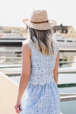 Broderie Anglaise Top Light Blue