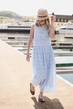 Broderie Anglaise Top Light Blue