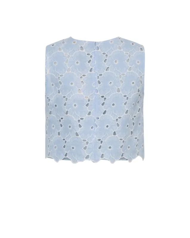 Broderie Anglaise Top Light Blue