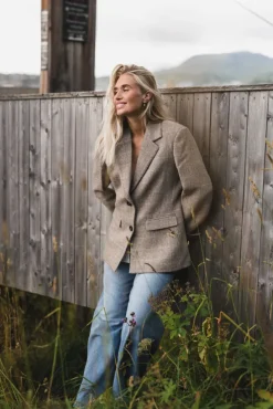 Brook Check Blazer Taupe Herringbone
