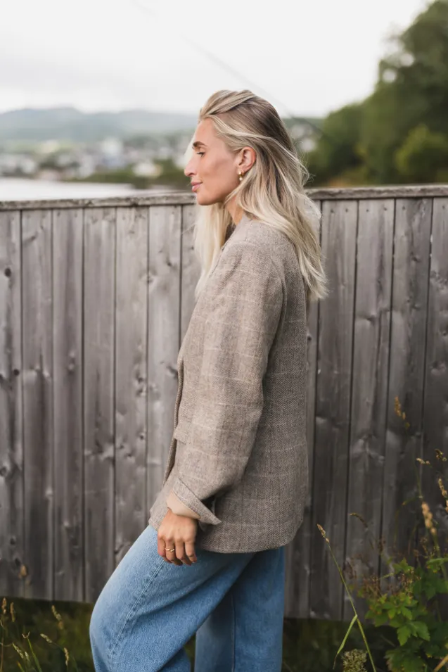 Brook Check Blazer Taupe Herringbone