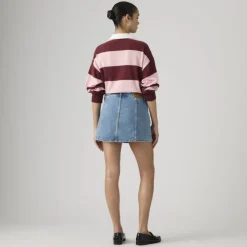 Button Front Skort Indigo Worn In