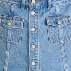 Button Front Skort Indigo Worn In