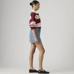 Button Front Skort Indigo Worn In
