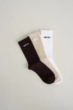 Cacao Aim'n Logo Socks 3-Pack Cocao