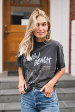 Cade Tee Surfer Black Blue Washed Black