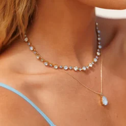 Calanthe Necklace Gold Sky Combo