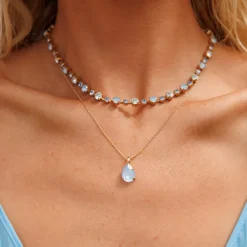 Calanthe Necklace Gold Sky Combo
