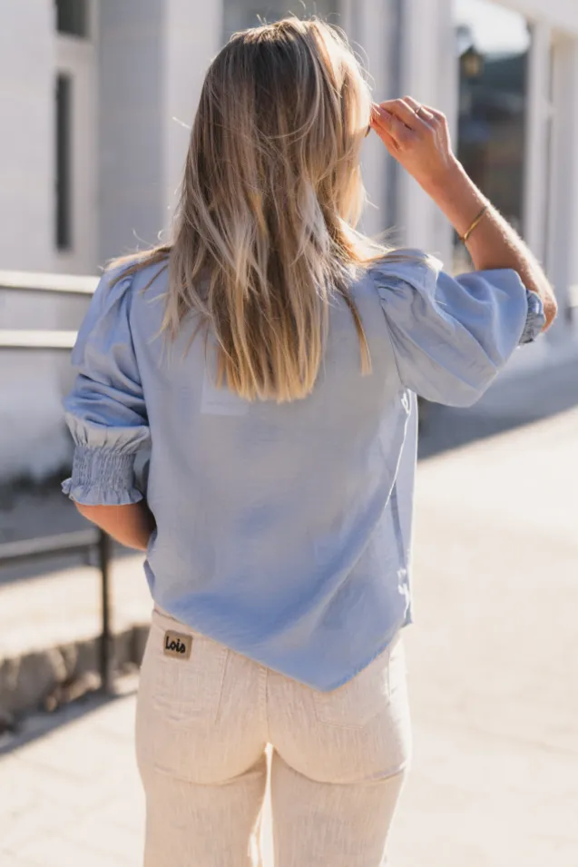 Callum Lace Puff V-Shirt Pale Blue
