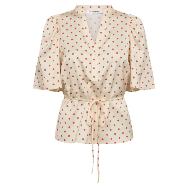 Cambria Dot SS Blouse Offwhite
