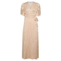 Cambria Dot Wrap Dress Offwhite