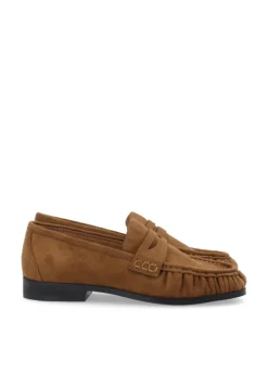 Carma Penny Loafer Faux Suede Tan