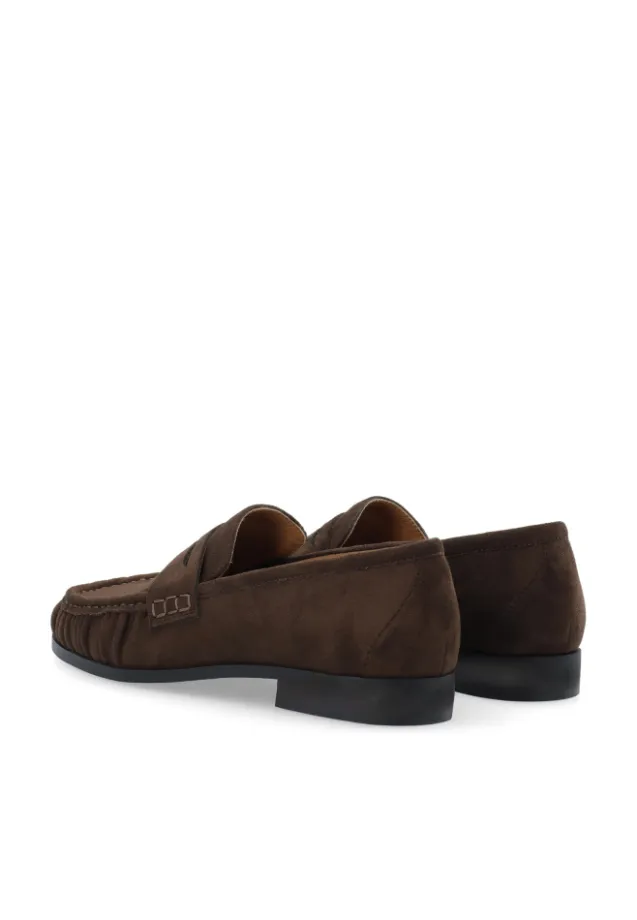 Carma Penny Loafer Faux Suede Brown