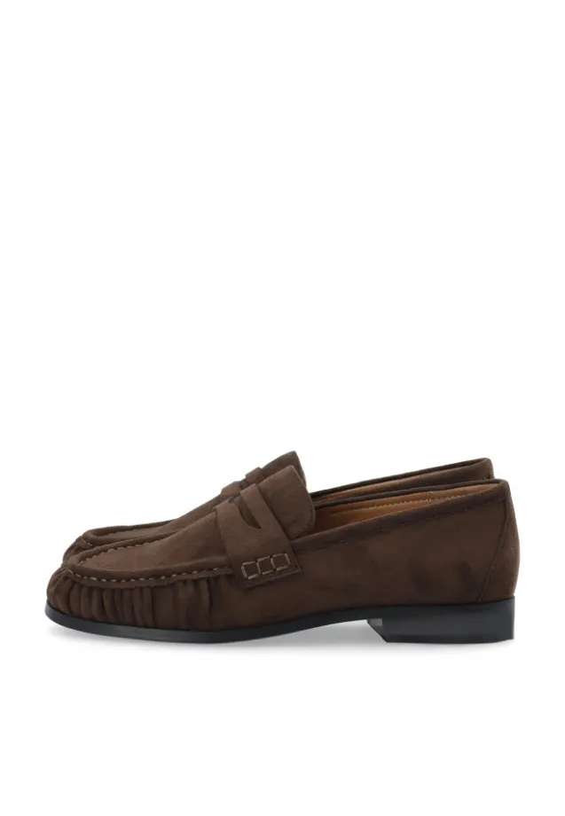 Carma Penny Loafer Faux Suede Brown