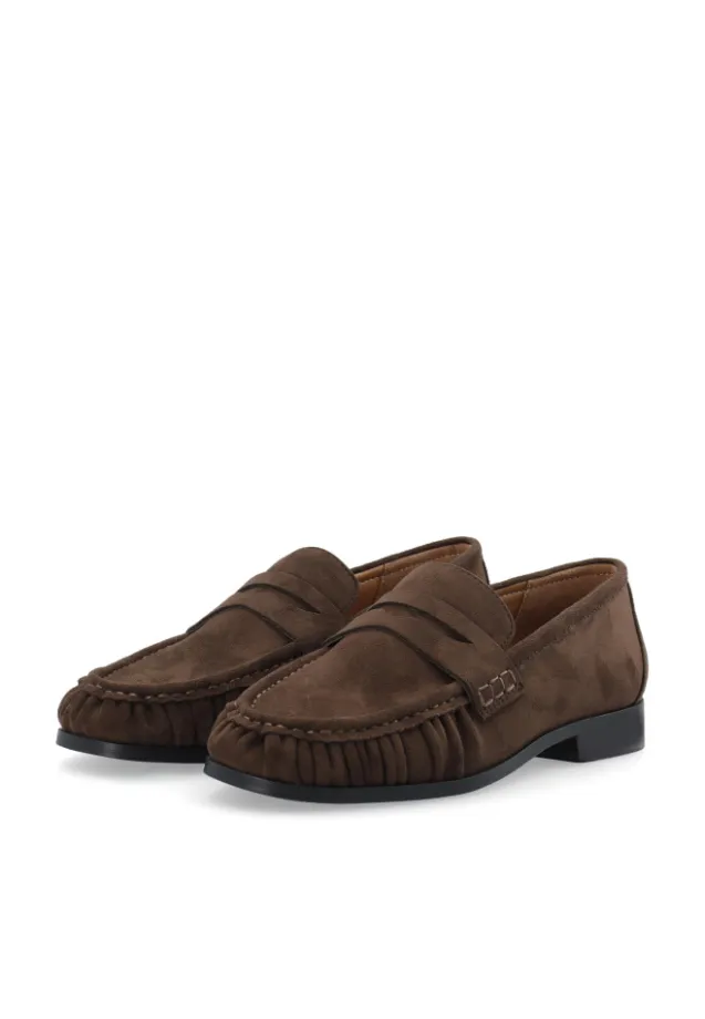 Carma Penny Loafer Faux Suede Brown