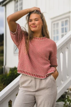 Catina Pilla 2/4 Pullover Oatmeal/F Rose