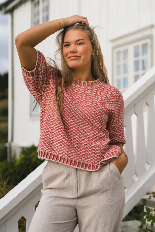 Catina Pilla 2/4 Pullover Oatmeal/F Rose