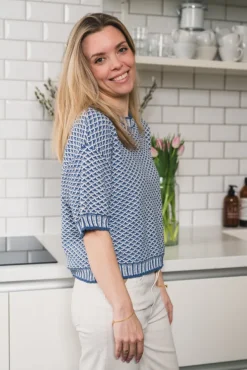 Catina Pilla 2/4 Pullover V Indigo/Egret