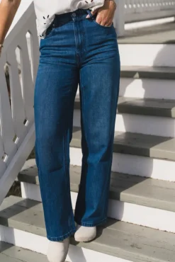 Cecilie HW Pants Mid Blue Wash