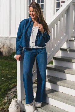 Cecilie HW Pants Mid Blue Wash