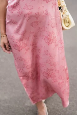 Celena Pattern Sateen Dress Light Pink