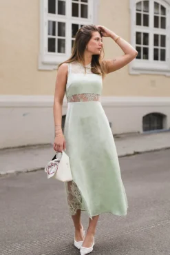 Celena Pattern Sateen Dress Mint