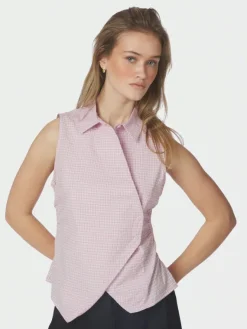 Celest Check Top Light Pink