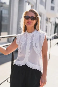 Celia Ruffle Top White