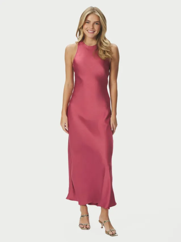 Celinie Heavy Sateen Dress Cherry Pink