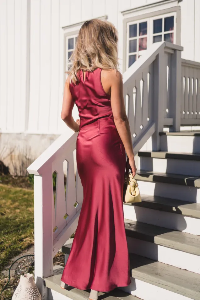 Celinie Heavy Sateen Dress Cherry Pink