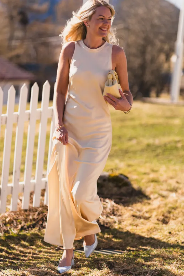 Celinie Heavy Sateen Dress Light Yellow