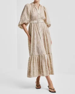 Checks Belt Dress Khaki