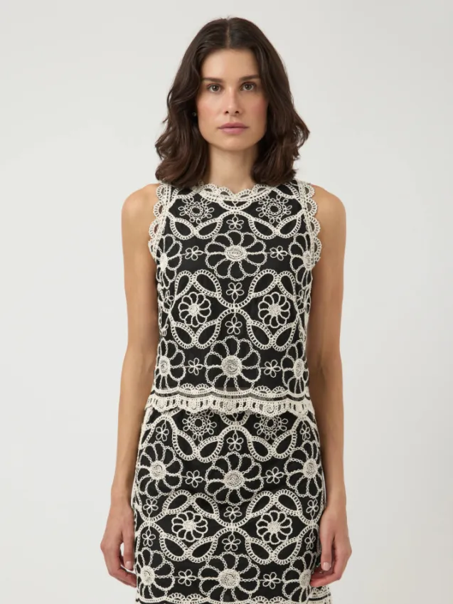 Cilia SL Crochet Top Black W. Pristine